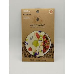 (2) 2 Packs Bee's Wrap Plant Based Food Wrap Reusable Washable 7x8” & 10x11”